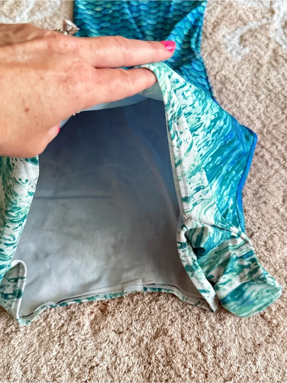 Turquoise & Teal Abstract Printed Skirt Mermaid swimwear!!
